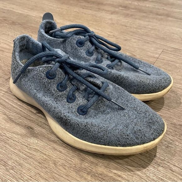 ALLBIRDS The Wool Runners Blue Heathered Wool Sneakers - Picture 1 of 10